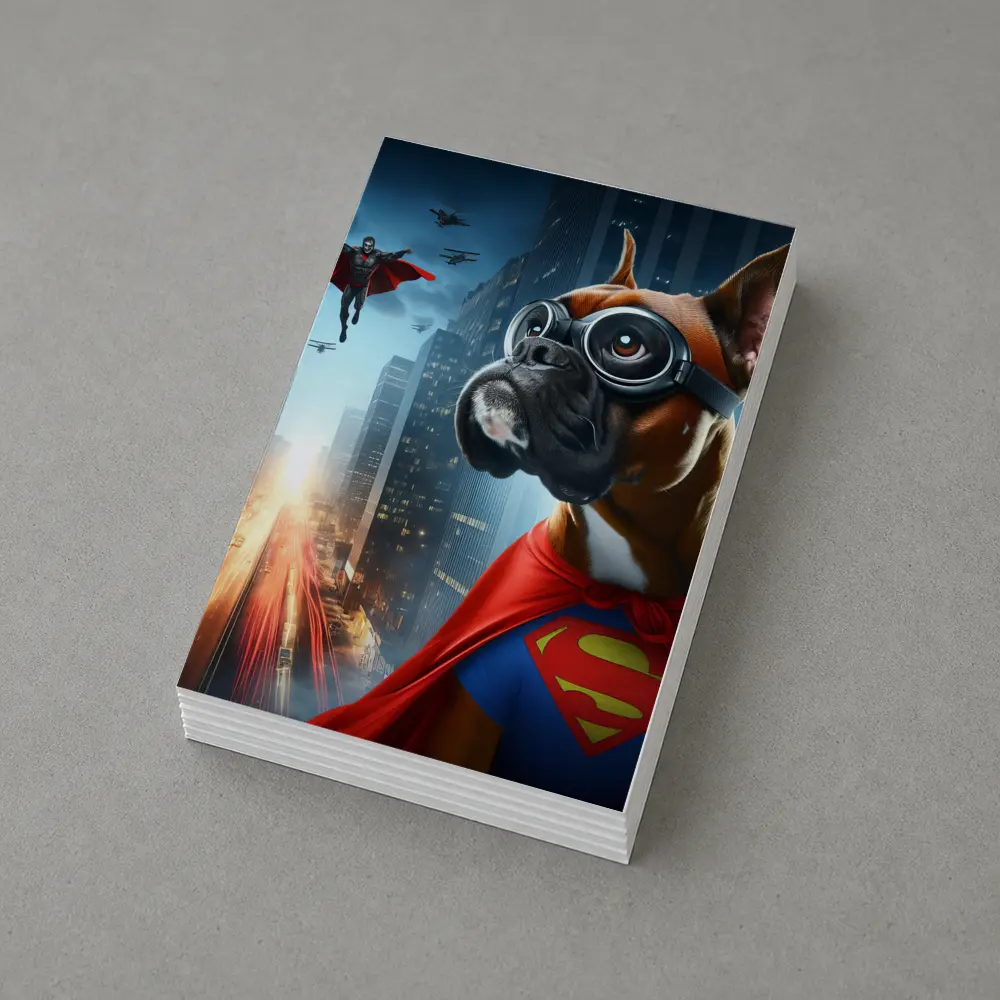 Boxer Dog Superhero Cape City Night – Postcards