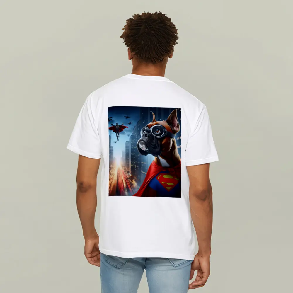 Boxer Dog Superhero Cape City Night – T-Shirts
