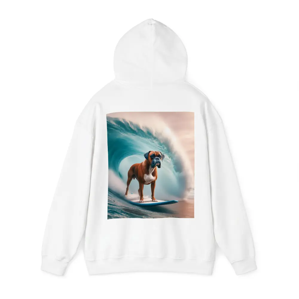 Boxer Dog Surfing Giant Ocean Wave – Hoodies