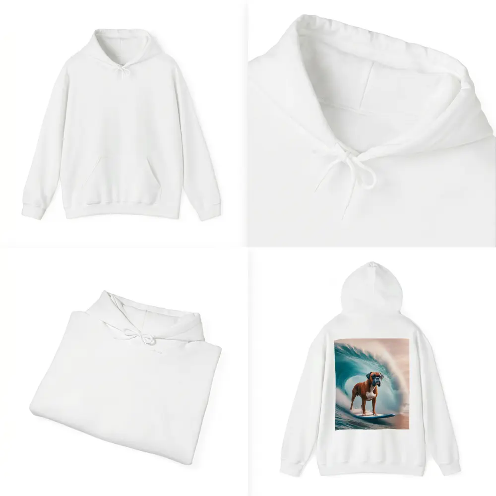 Boxer Dog Surfing Giant Ocean Wave – Hoodies