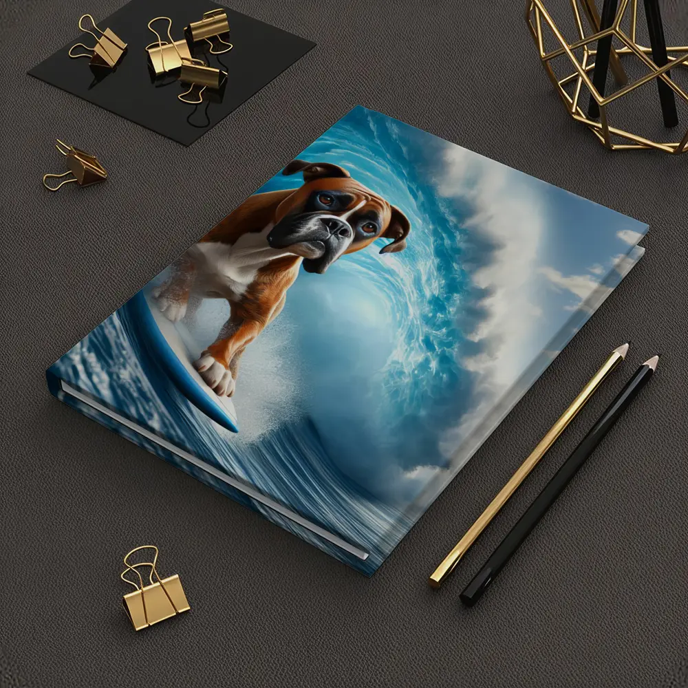 Boxer Dog Surfing Ocean Wave – Notebooks