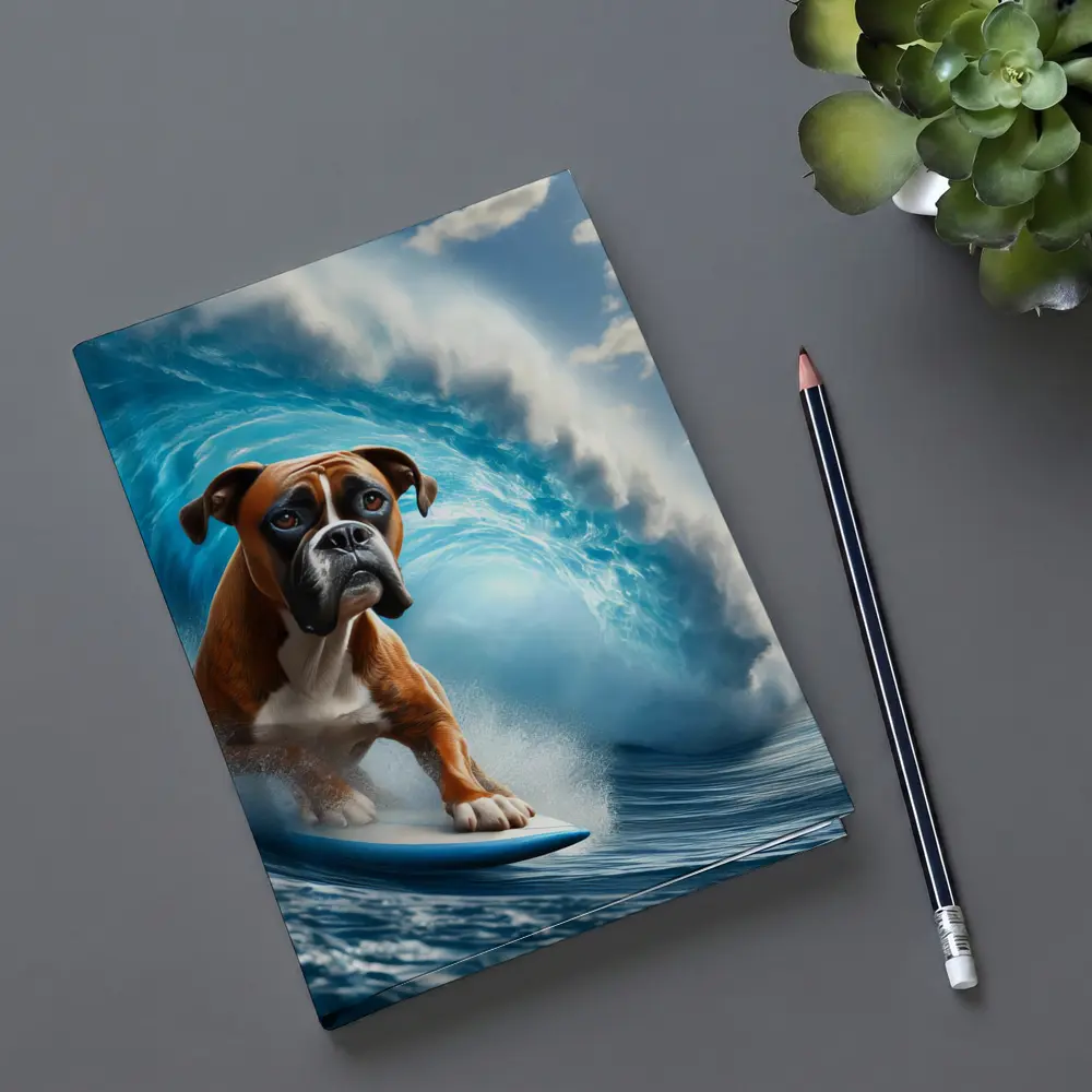 Boxer Dog Surfing Ocean Wave – Notebooks
