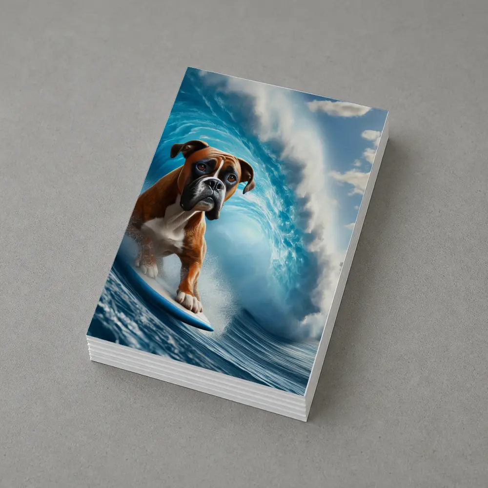 Boxer Dog Surfing Ocean Wave – Postcards
