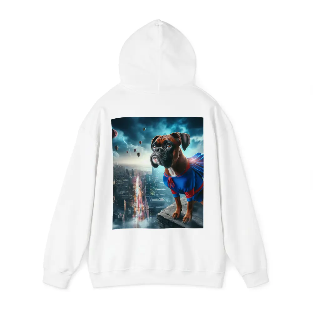 Boxer Dog Superhero Cape City Skyline – Hoodies