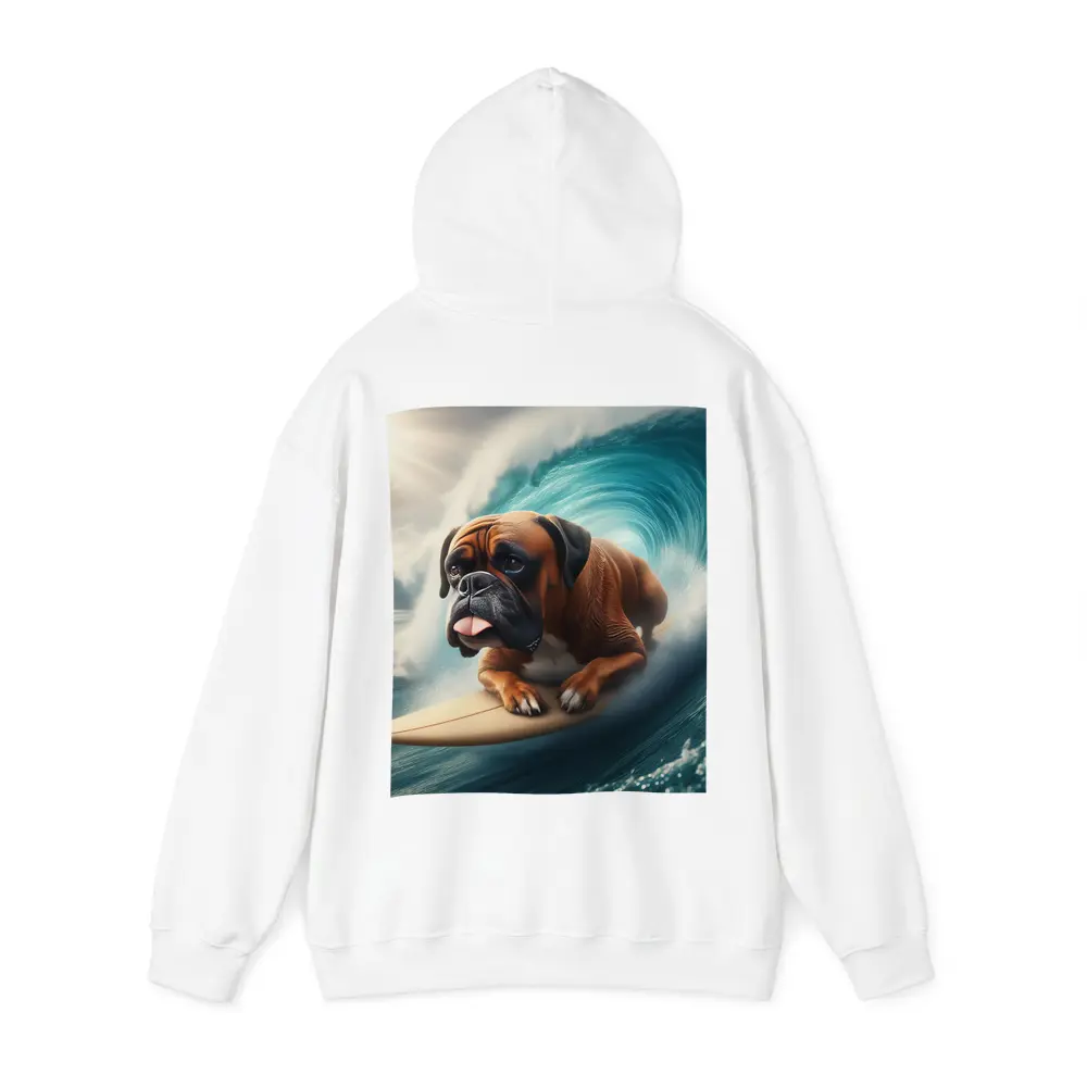 Boxer Dog Surfing Giant Ocean Wave – Hoodies