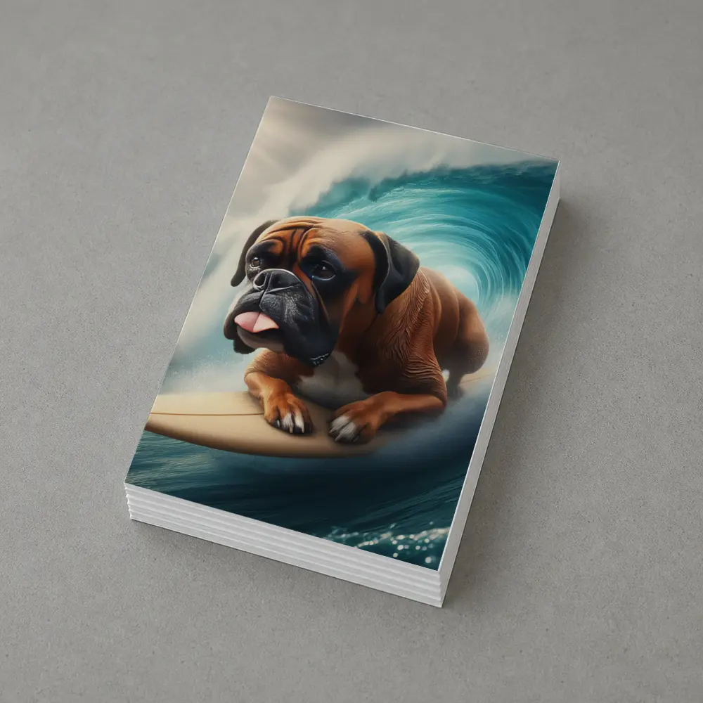 Boxer Dog Surfing Giant Ocean Wave – Postcards