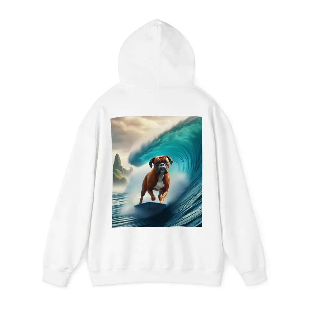 Boxer Dog Surfing Giant Ocean Wave – Hoodies