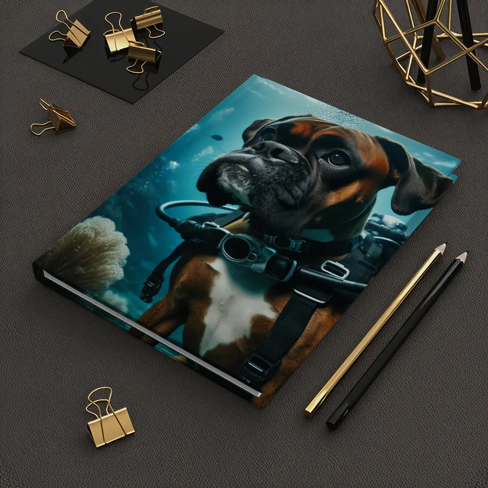 Boxer Dog Scuba Diving Underwater Ocean Scene – Notebooks