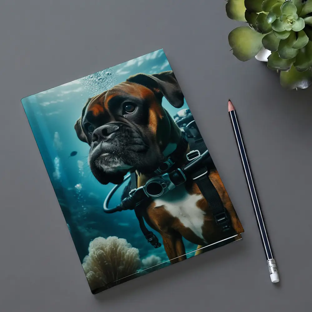 Boxer Dog Scuba Diving Underwater Ocean Scene – Notebooks