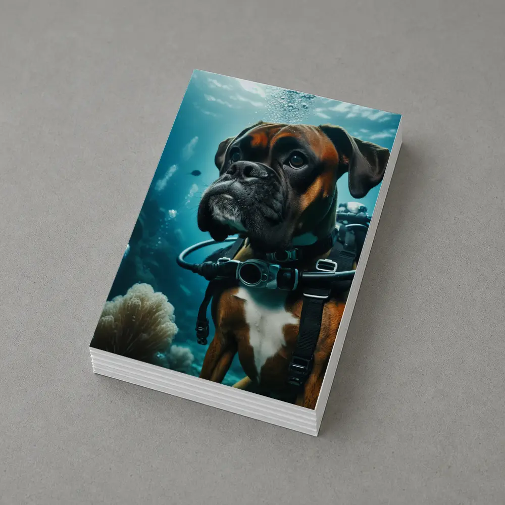 Boxer Dog Scuba Diving Underwater Ocean Scene – Postcards