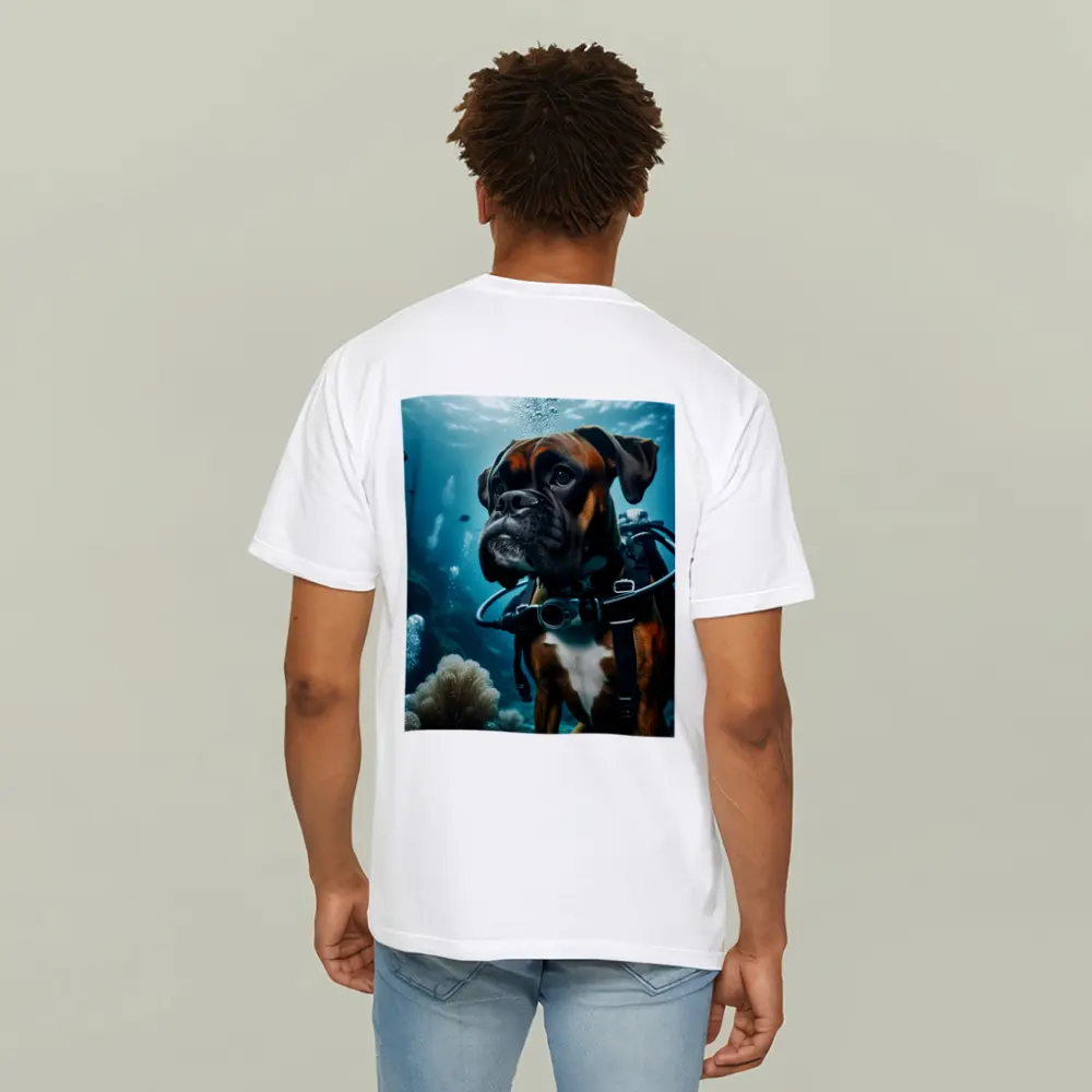 Boxer Dog Scuba Diving Underwater Ocean Scene – T-Shirts