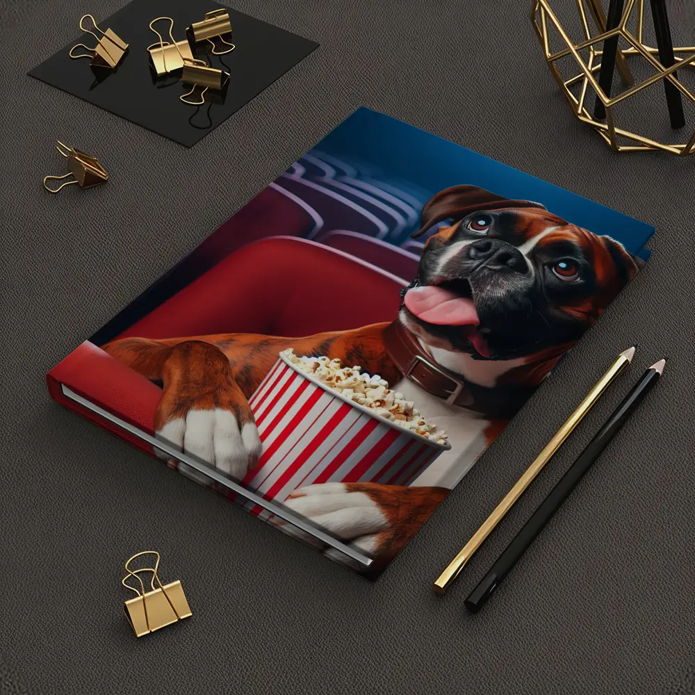 Boxer Dog Watching Movie Cinema Popcorn – Notebooks