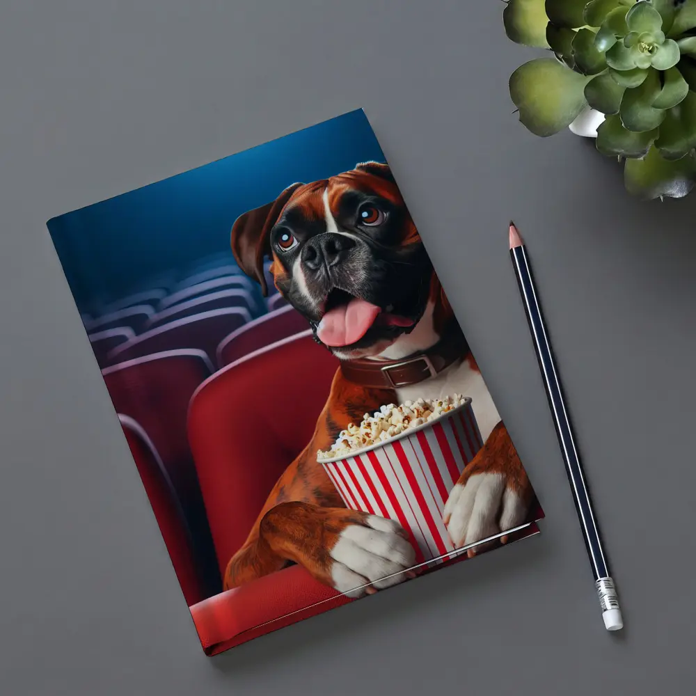 Boxer Dog Watching Movie Cinema Popcorn – Notebooks