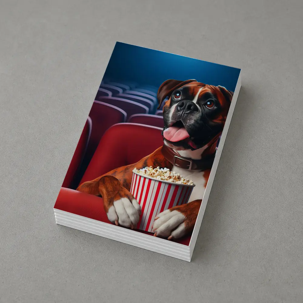 Boxer Dog Watching Movie Cinema Popcorn – Postcards