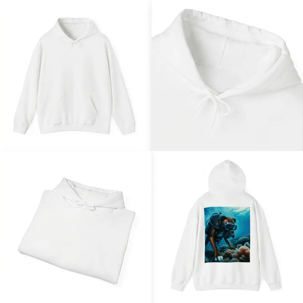 Boxer Dog Scuba Diving Coral Reef Underwater – Hoodies
