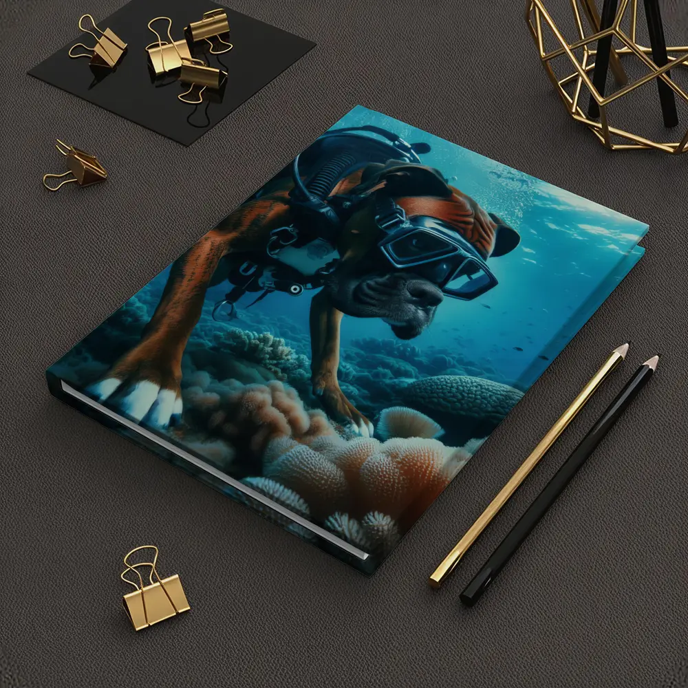 Boxer Dog Scuba Diving Coral Reef Underwater – Notebooks