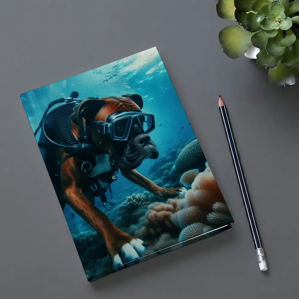 Boxer Dog Scuba Diving Coral Reef Underwater – Notebooks