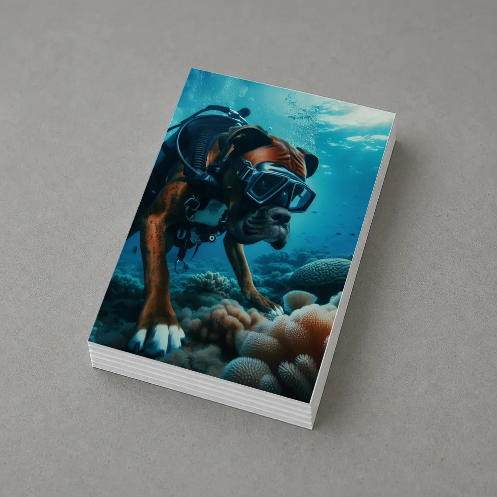 Boxer Dog Scuba Diving Coral Reef Underwater – Postcards