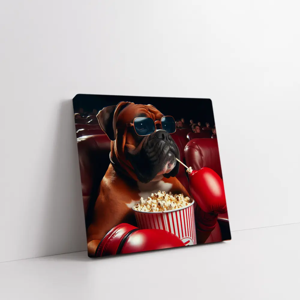 Boxer Dog Cinema Popcorn Boxing Gloves – Wall Art