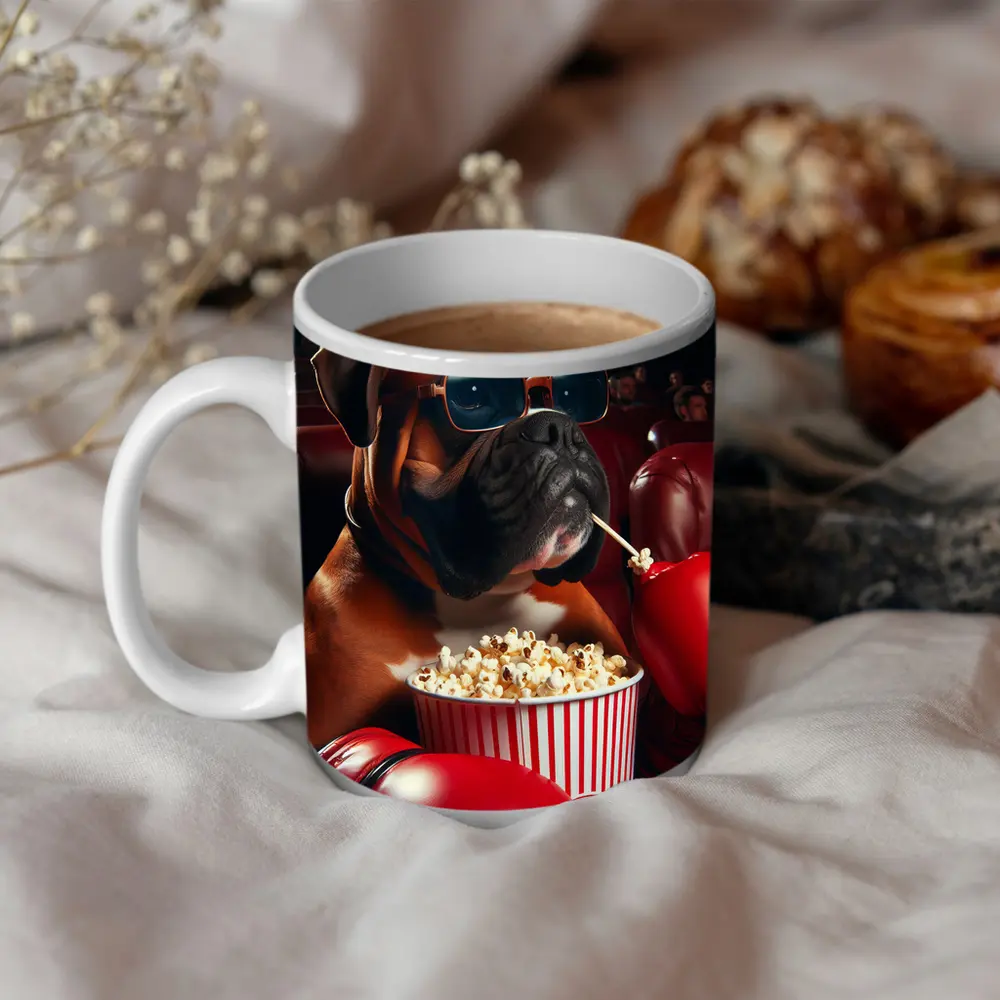 Boxer Dog Cinema Popcorn Boxing Gloves – Mugs