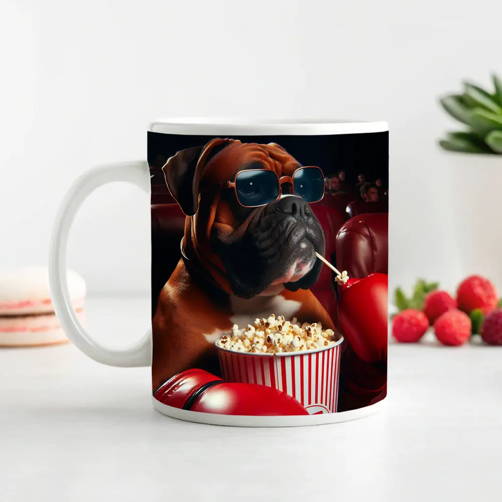 Boxer Dog Cinema Popcorn Boxing Gloves – Mugs