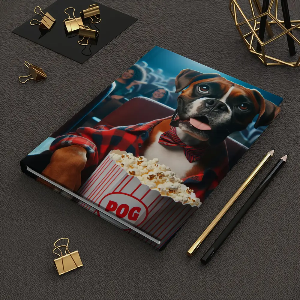 Boxer Dog at Cinema With Popcorn – Notebooks
