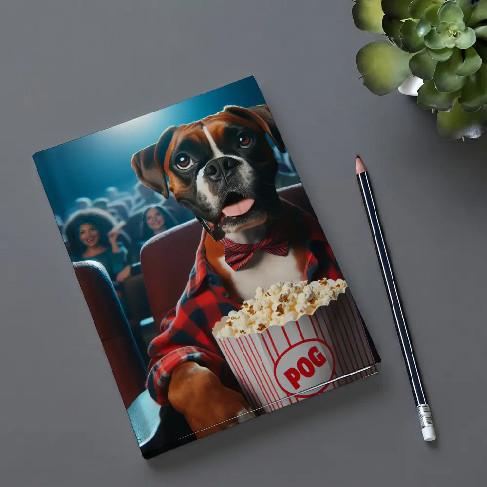 Boxer Dog at Cinema With Popcorn – Notebooks
