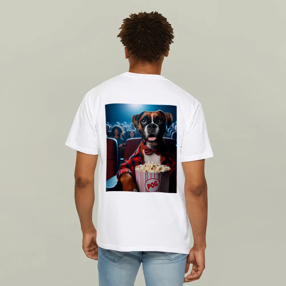 Boxer Dog at Cinema With Popcorn – T-Shirts