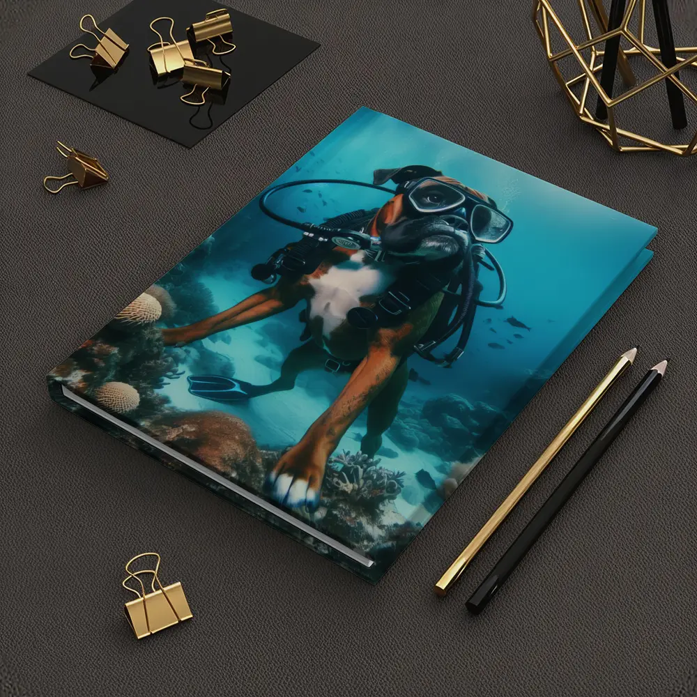 Boxer Dog Scuba Diver Underwater Coral Reef – Notebooks