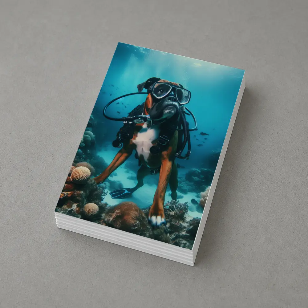Boxer Dog Scuba Diver Underwater Coral Reef – Postcards
