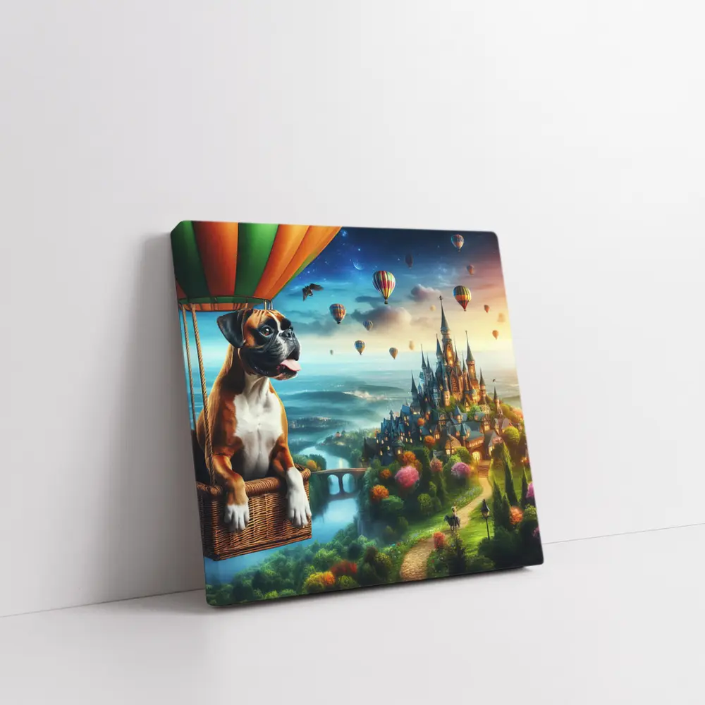 Boxer Dog Hot Air Balloon Fantasy Castle – Wall Art