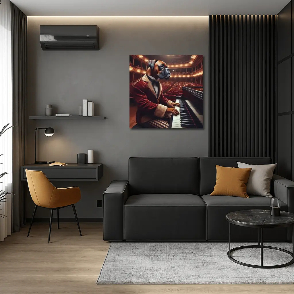 Boxer Dog Pianist Red Jacket Concert Hall – Wall Art