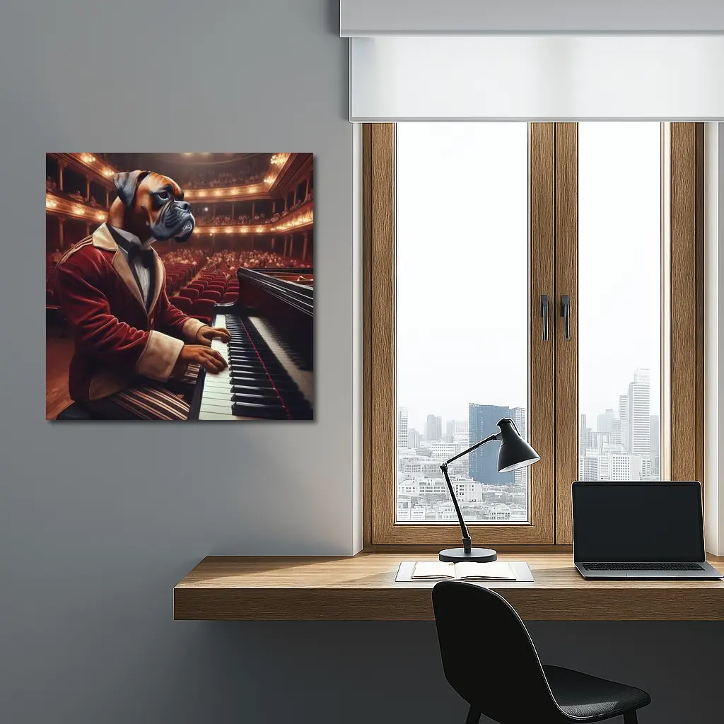 Boxer Dog Pianist Red Jacket Concert Hall – Wall Art