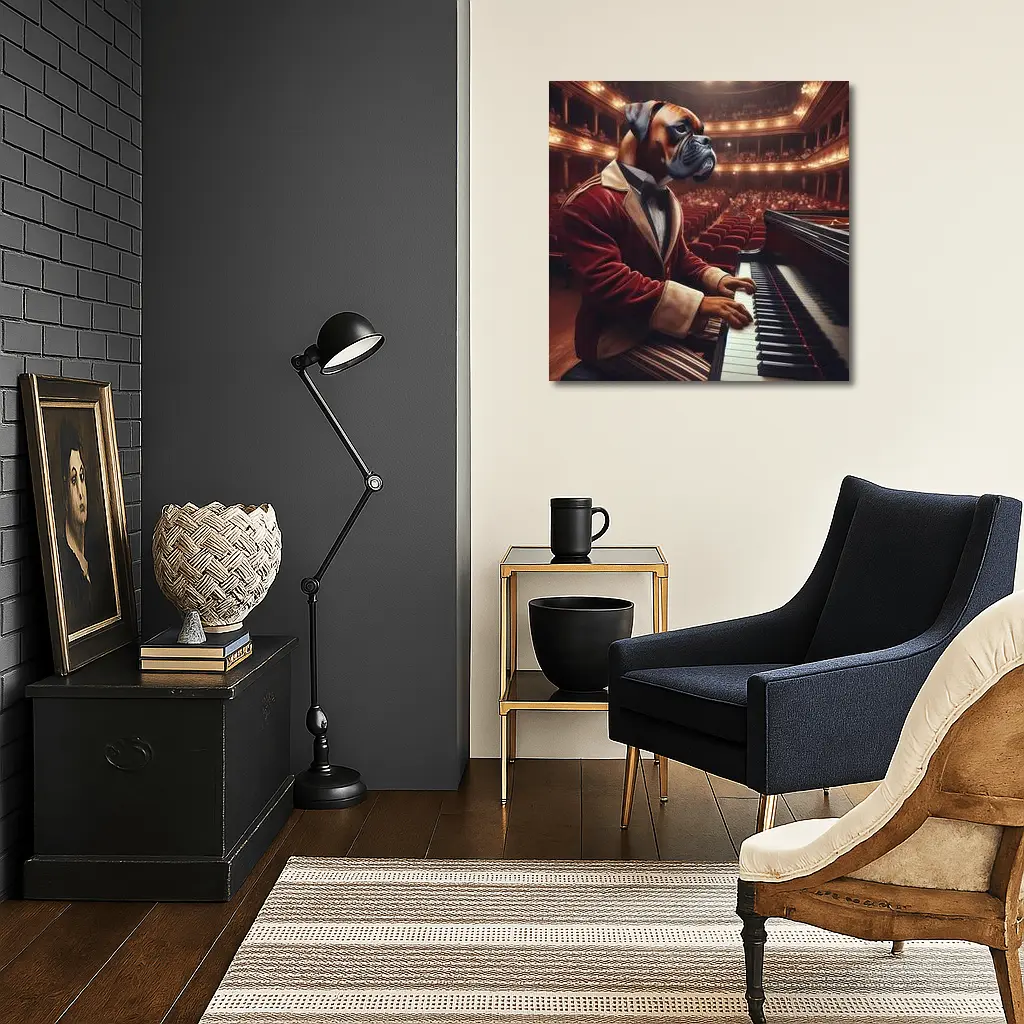 Boxer Dog Pianist Red Jacket Concert Hall – Wall Art
