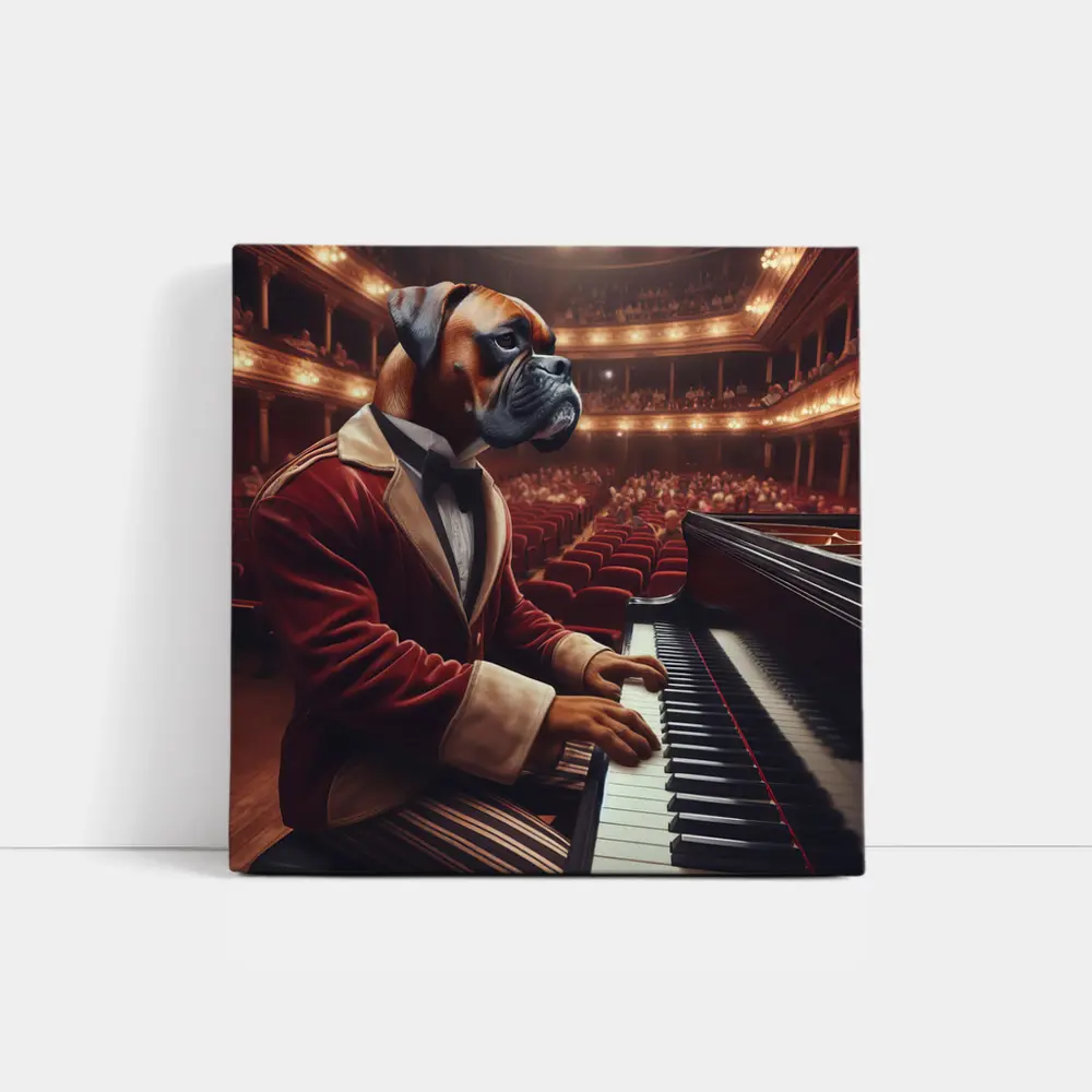 Boxer Dog Pianist Red Jacket Concert Hall – Wall Art