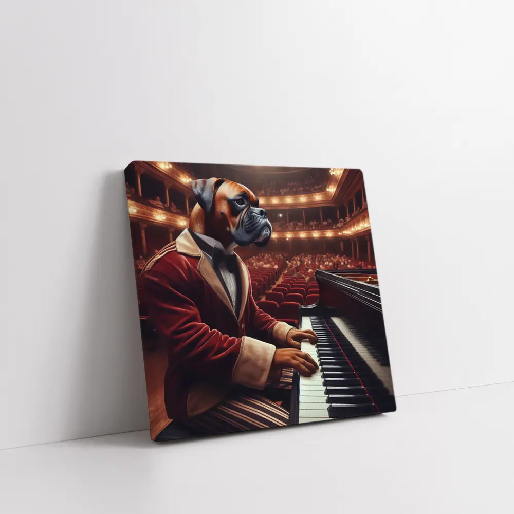 Boxer Dog Pianist Red Jacket Concert Hall – Wall Art