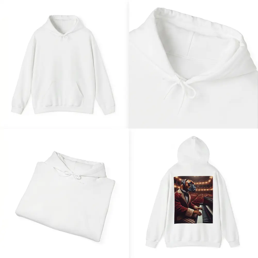 Boxer Dog Pianist Red Jacket Concert Hall – Hoodies