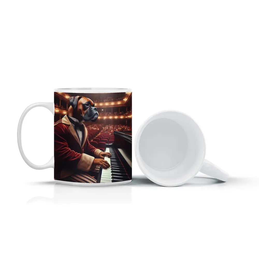 Boxer Dog Pianist Red Jacket Concert Hall – Mugs