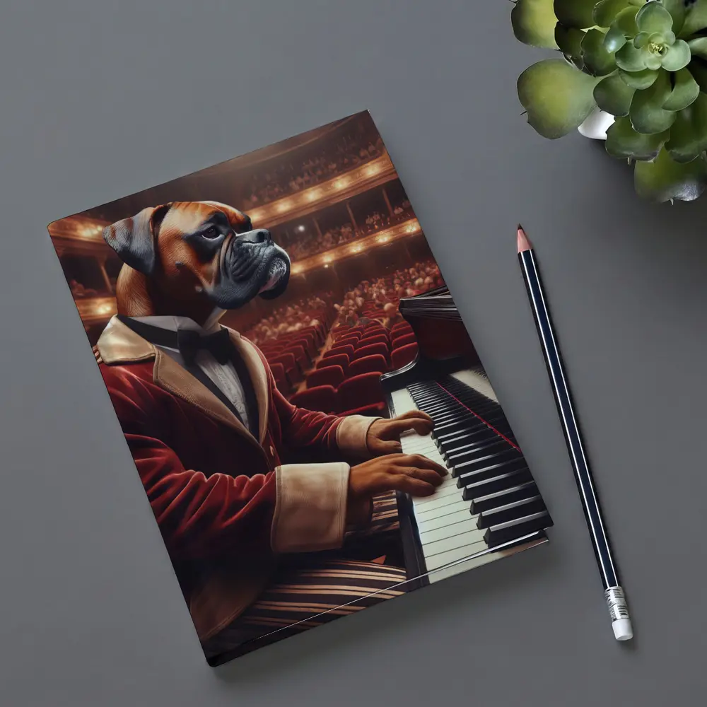 Boxer Dog Pianist Red Jacket Concert Hall – Notebooks