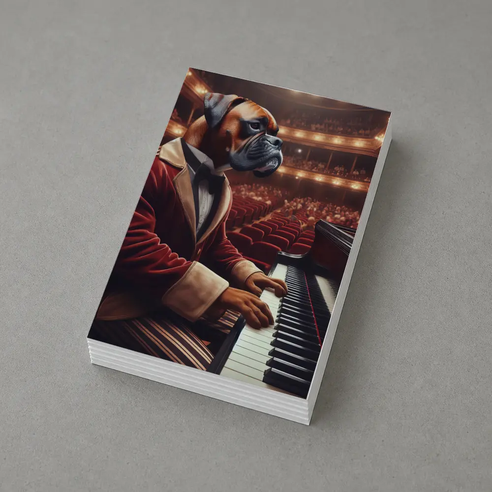 Boxer Dog Pianist Red Jacket Concert Hall – Postcards