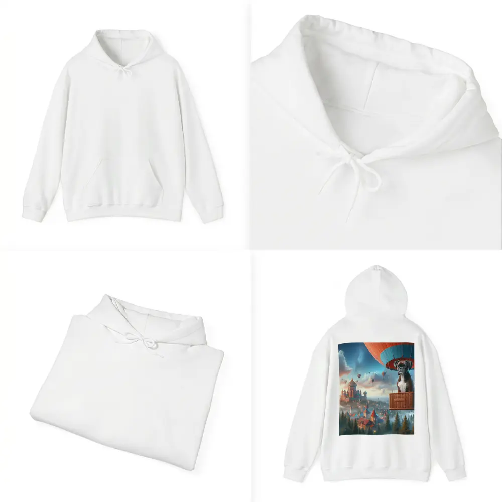 Boxer Dog Hot Air Balloon Fantasy City – Hoodies