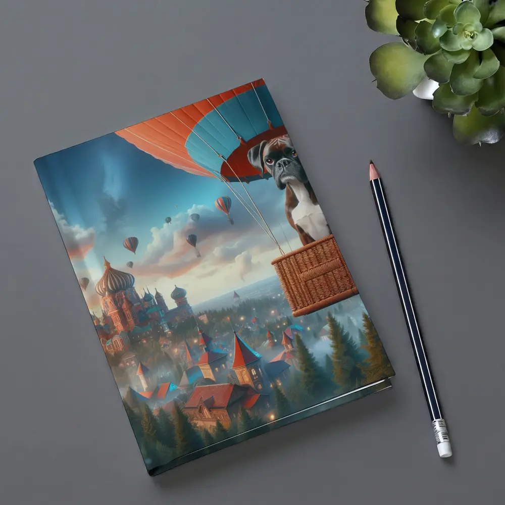 Boxer Dog Hot Air Balloon Fantasy City – Notebooks