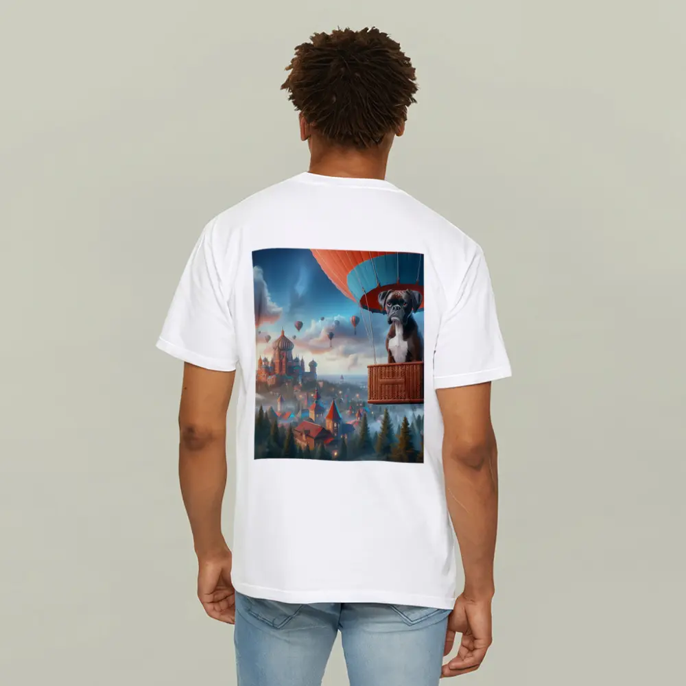 Boxer Dog Hot Air Balloon Fantasy City – T-Shirts