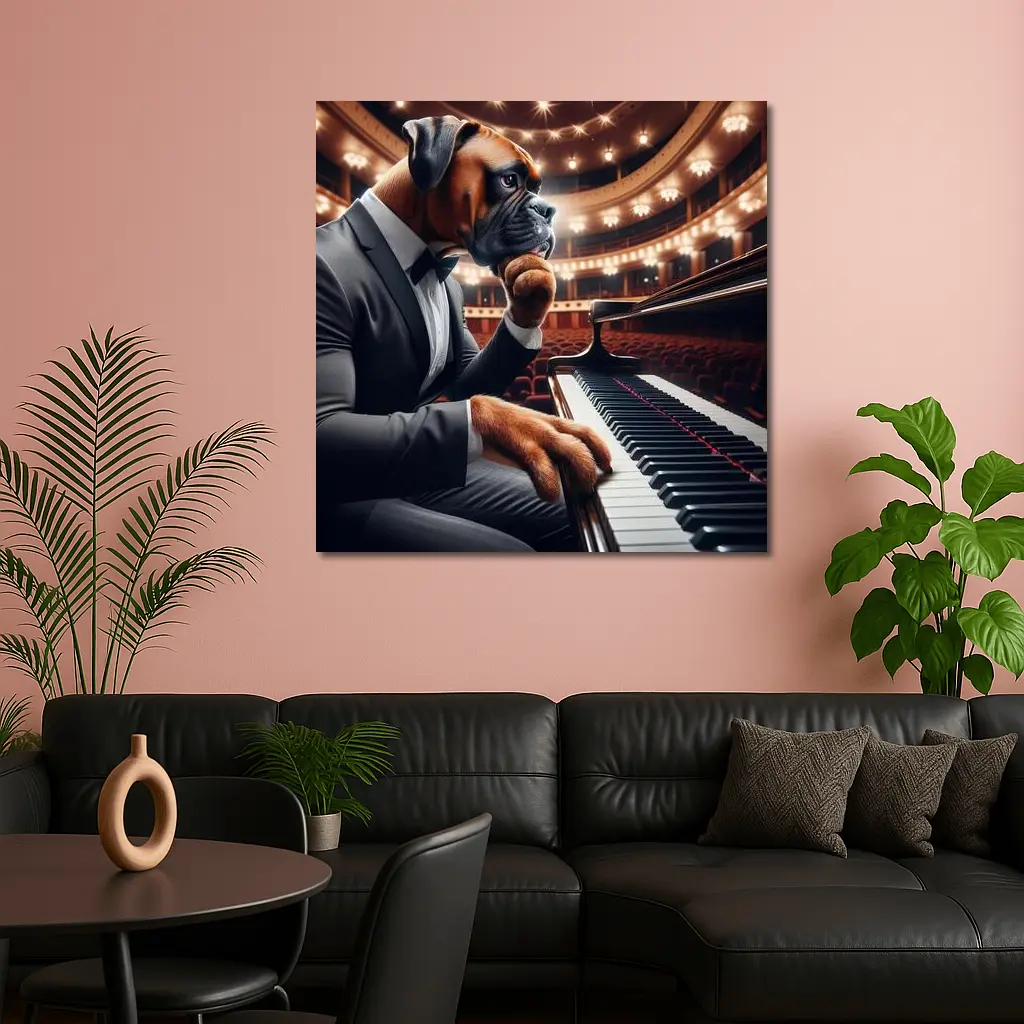 Boxer Dog Pianist Tuxedo Concert Hall – Wall Art