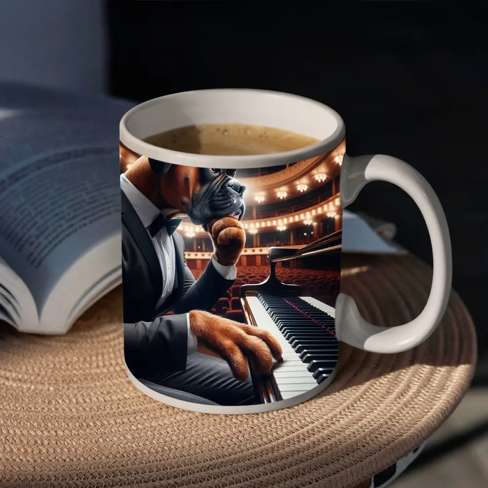 Boxer Dog Pianist Tuxedo Concert Hall – Mugs