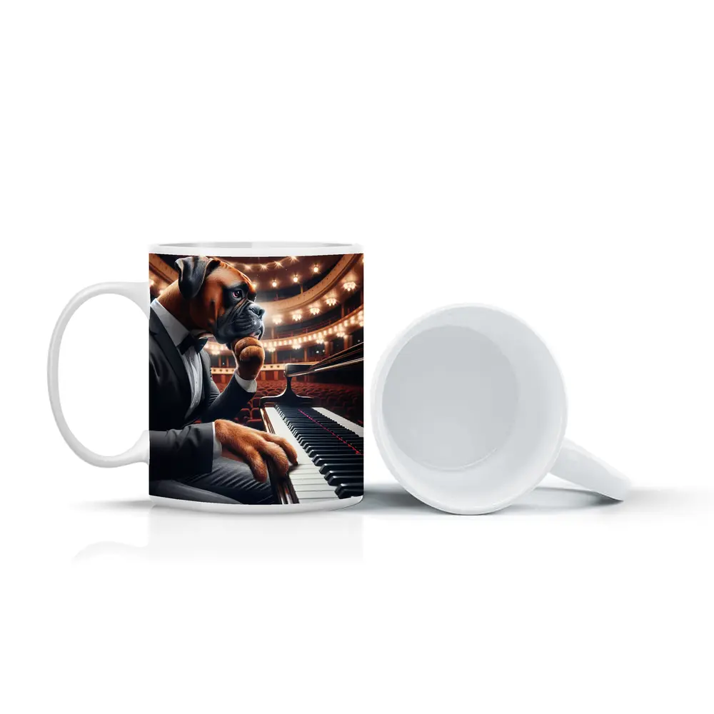 Boxer Dog Pianist Tuxedo Concert Hall – Mugs
