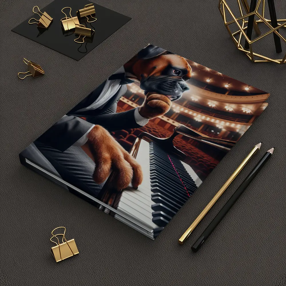 Boxer Dog Pianist Tuxedo Concert Hall – Notebooks