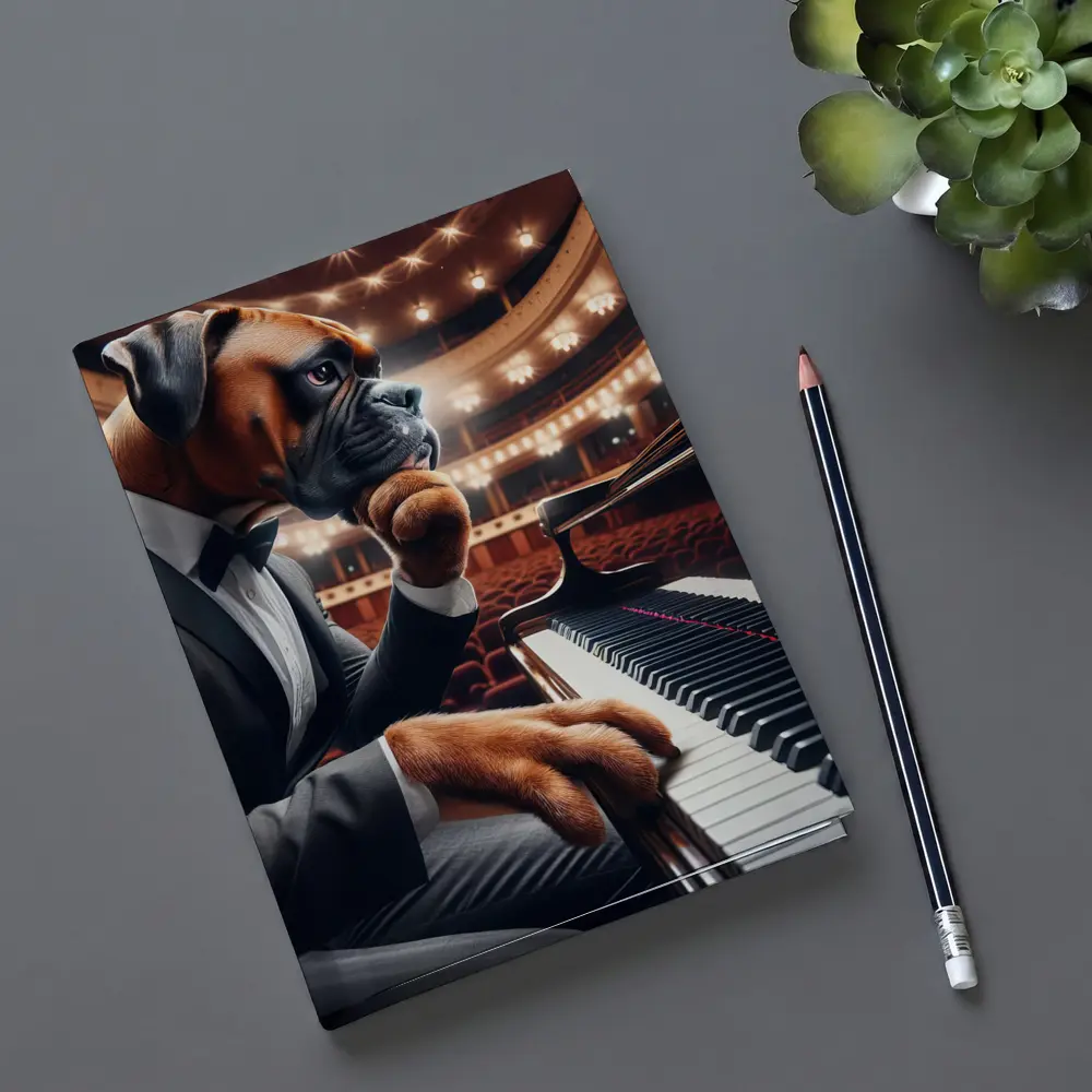 Boxer Dog Pianist Tuxedo Concert Hall – Notebooks