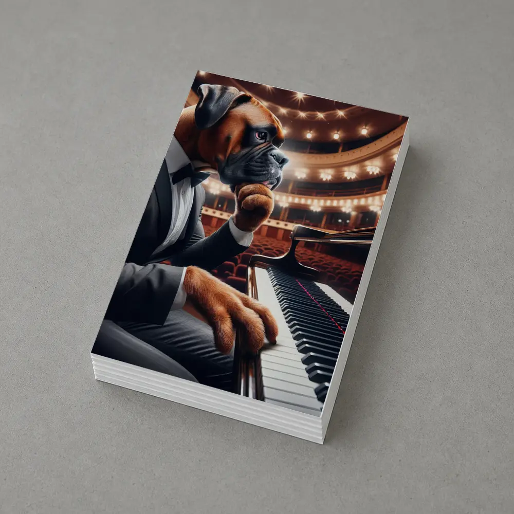 Boxer Dog Pianist Tuxedo Concert Hall – Postcards