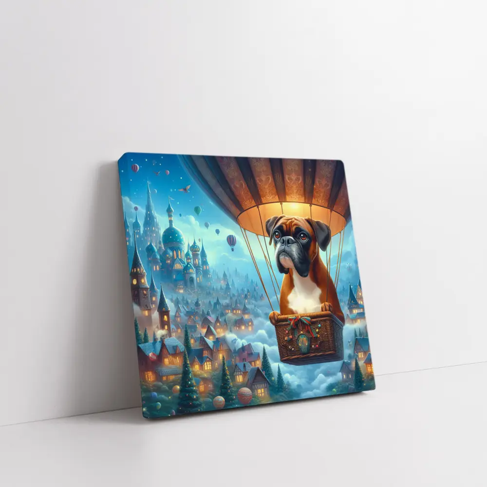 Boxer Dog Flying Hot Air Balloon Fantasy – Wall Art